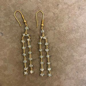 Gold Aquamarine Dangling Earrings